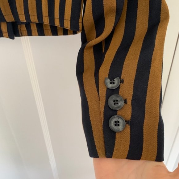 VTG Mondi Striped Cropped Wool Blazer Jacket - Picture 4 of 4